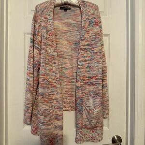 Pastel Multicolored Open-Front Cardigan Sweater